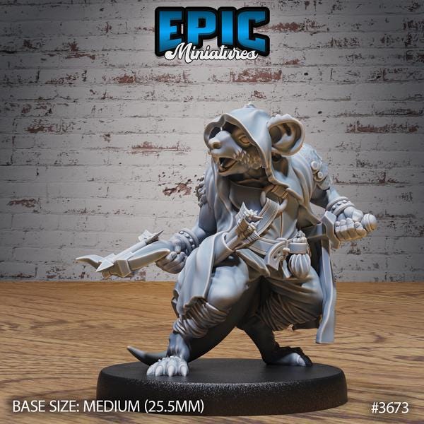Mouse Folk Pack Miniature | 3673 - Tabletop RPG & D&D miniature. Perfect for wargaming & collectors