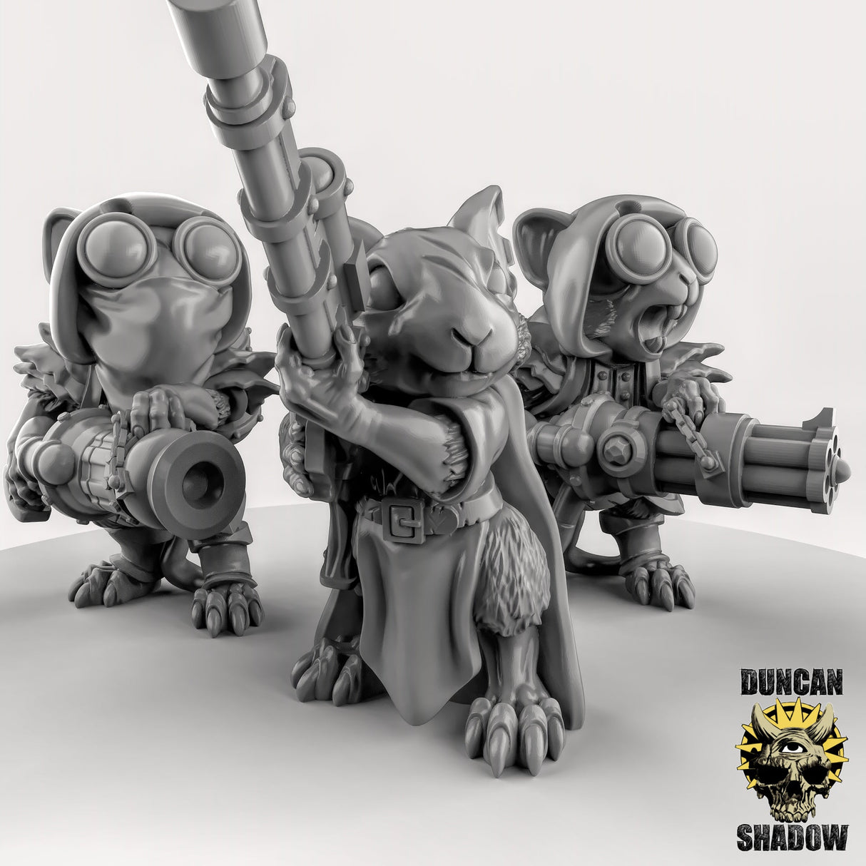 Mouse Folk Weapon Team Miniature | Set of 3 - Tabletop RPG & D&D miniature. Perfect for wargaming & collectors