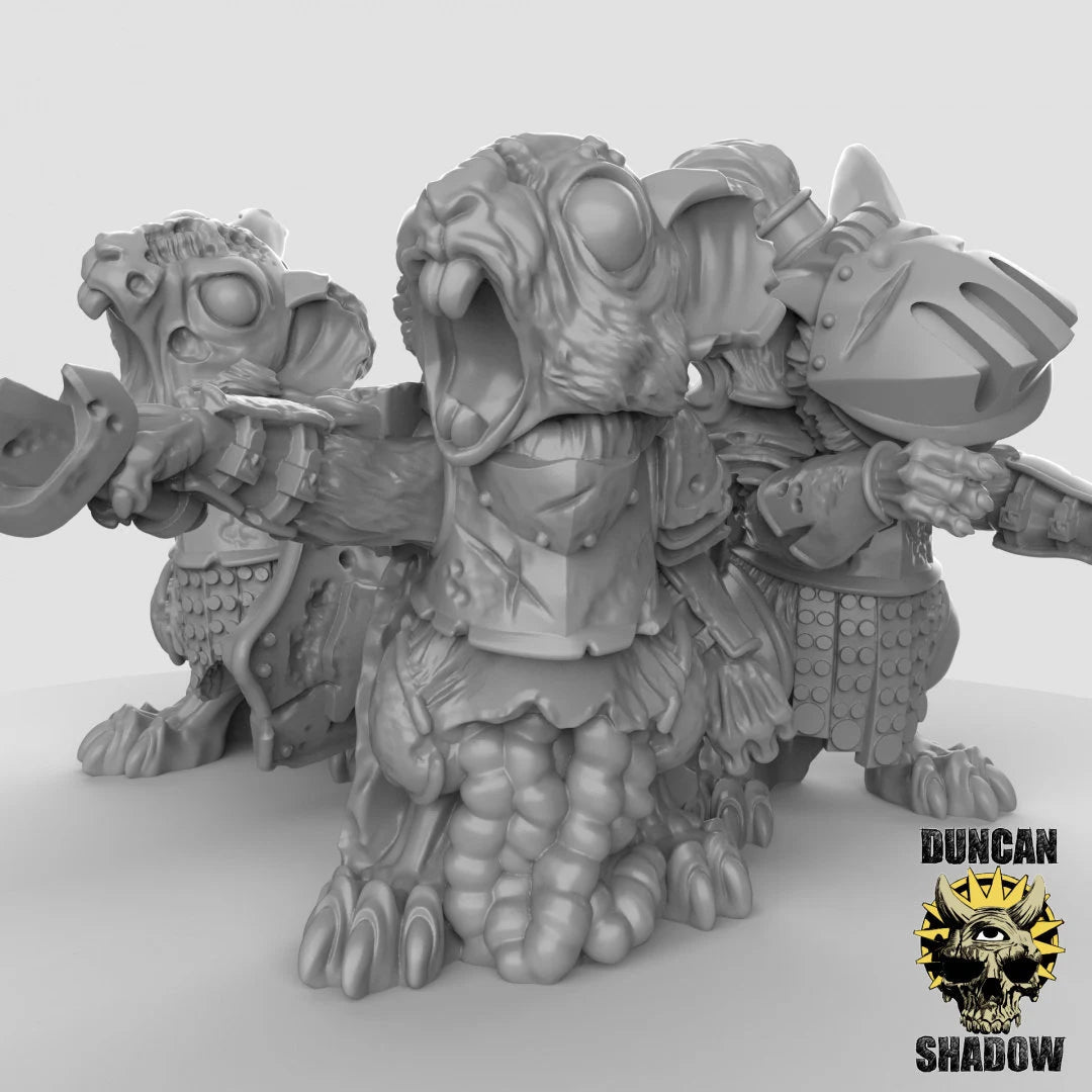 Mouse folk zombies Miniature | Set of 3 - Tabletop RPG & D&D miniature. Perfect for wargaming & collectors
