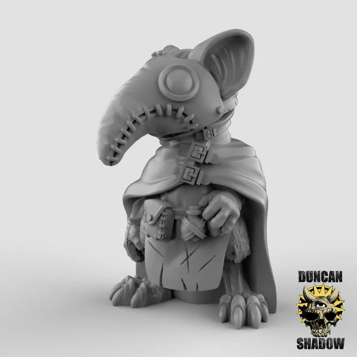 Mouse Plague Doctor Miniature | B - Tabletop RPG & D&D miniature. Perfect for wargaming & collectors