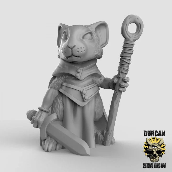 Mouse Sorcerer Miniature | C - Tabletop RPG & D&D miniature. Perfect for wargaming & collectors