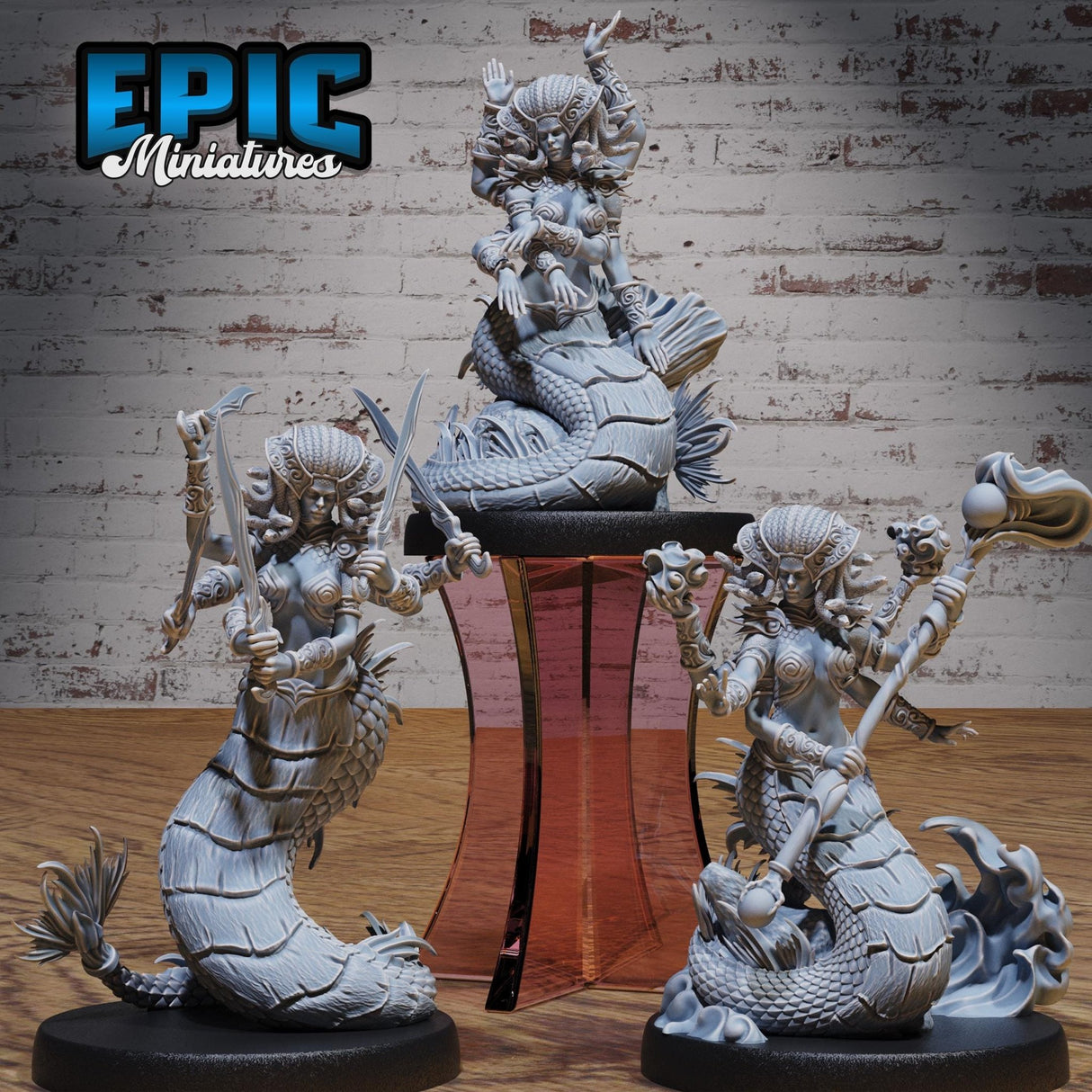 Naga Queen Miniature | Full Set All Models - Tabletop RPG & D&D miniature. Perfect for wargaming & collectors