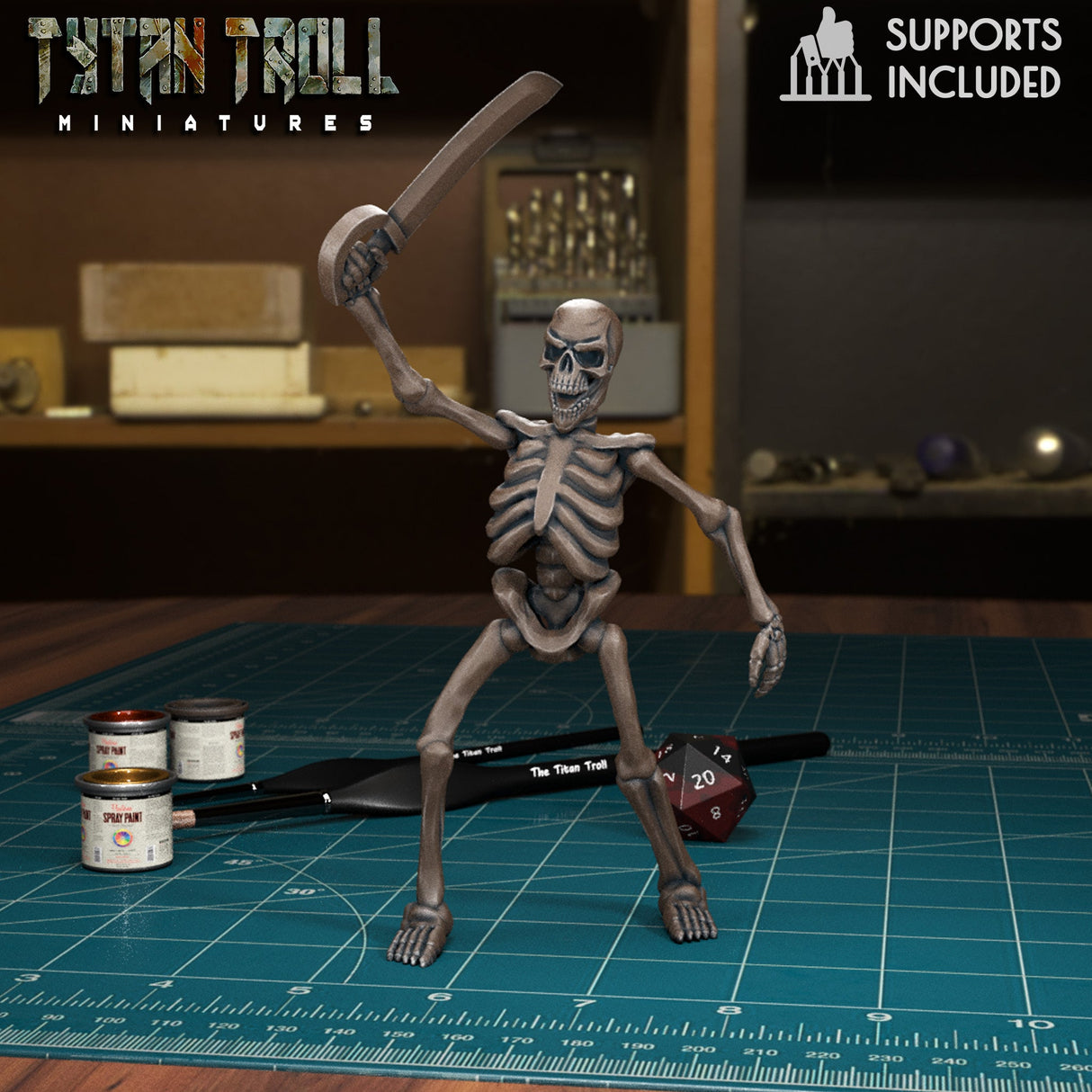 Naked Skeleton Miniature | B - Tabletop RPG & D&D miniature. Perfect for wargaming & collectors