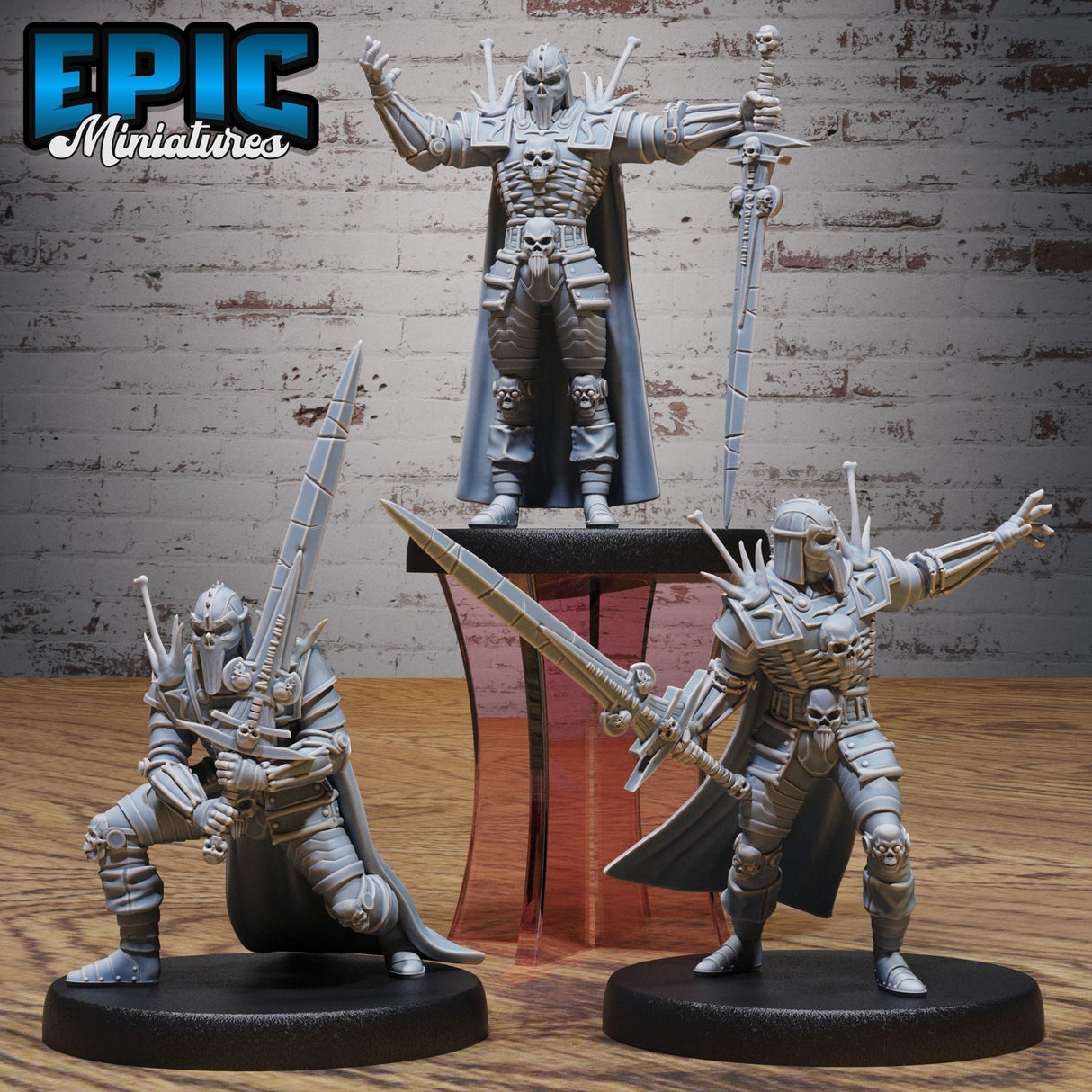 Necro Knight Miniature | Set of 3 - Tabletop RPG & D&D miniature. Perfect for wargaming & collectors