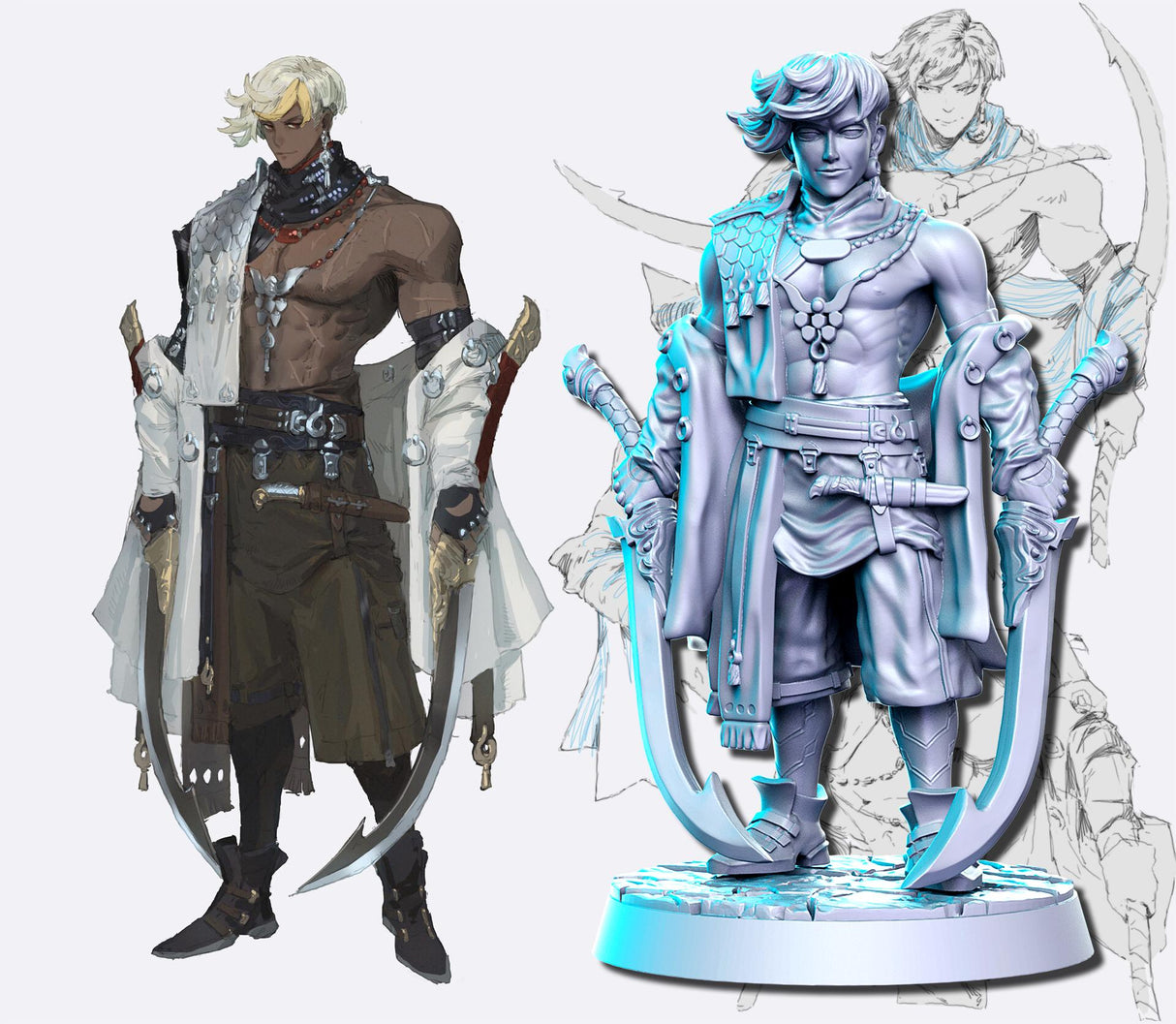 Neo warrior Anime warriors Miniature | Warrior 1 - Tabletop RPG & D&D miniature. Perfect for wargaming & collectors