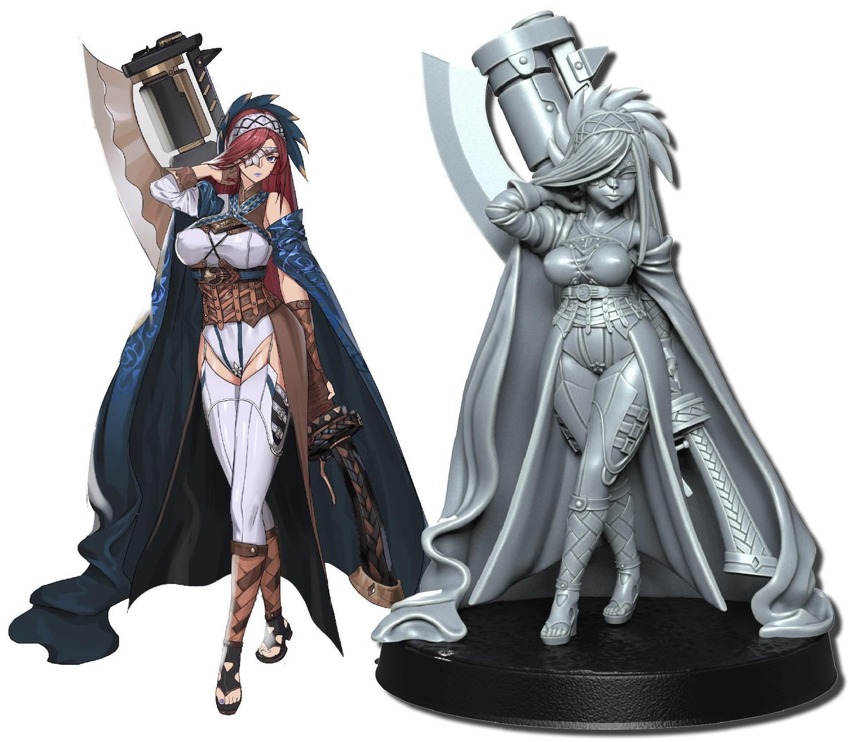 Neo Warriors, Anime characters Miniature set 3 | Warrior 4 - Tabletop RPG & D&D miniature. Perfect for wargaming & collectors