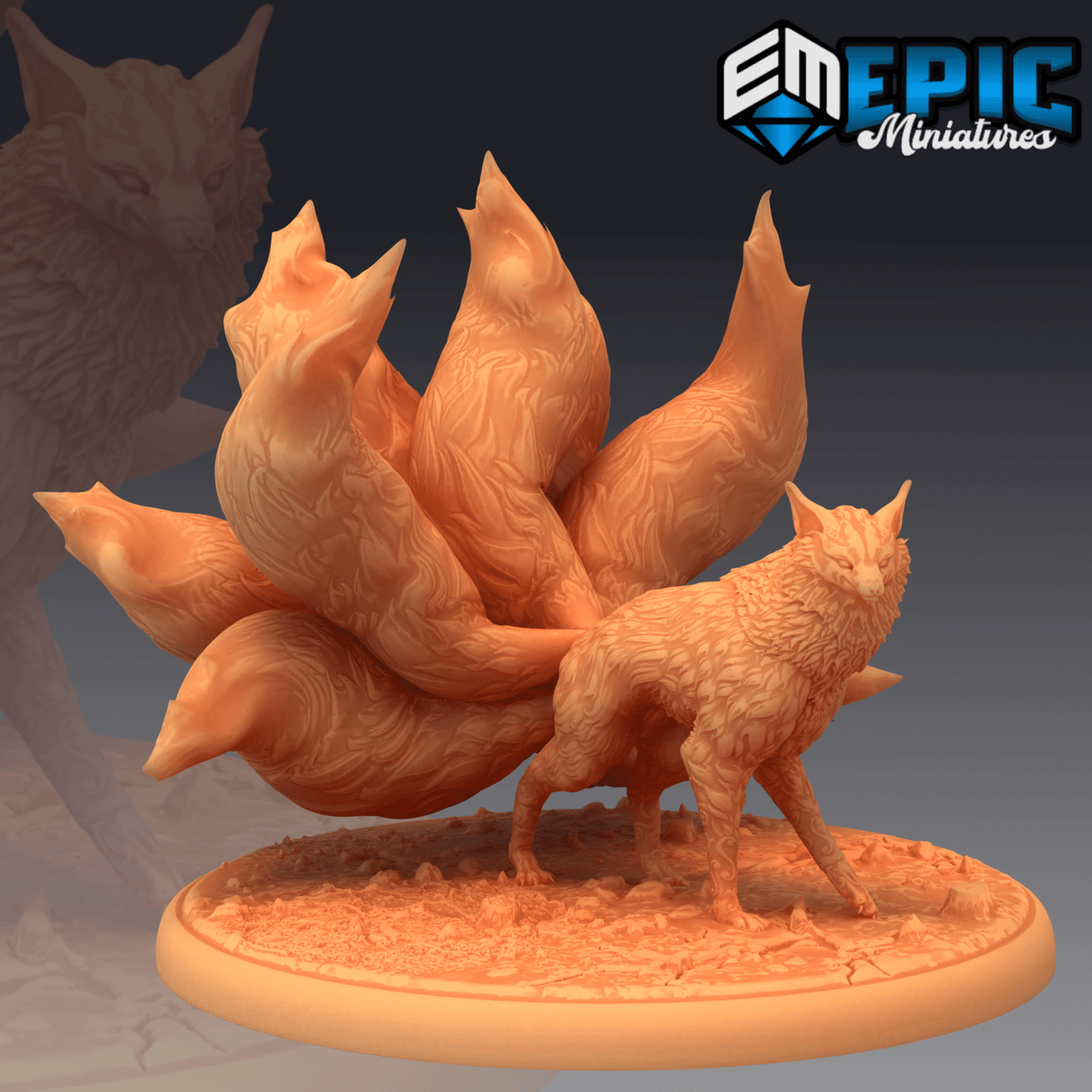 Nine Tailed Fox Miniature | A - Tabletop RPG & D&D miniature. Perfect for wargaming & collectors