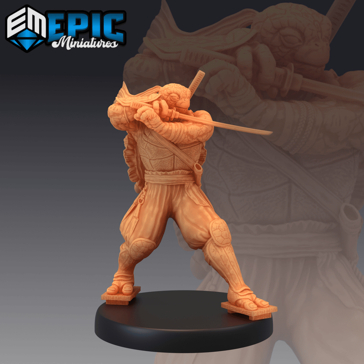 Ninja Tortle Miniature | A - Tabletop RPG & D&D miniature. Perfect for wargaming & collectors