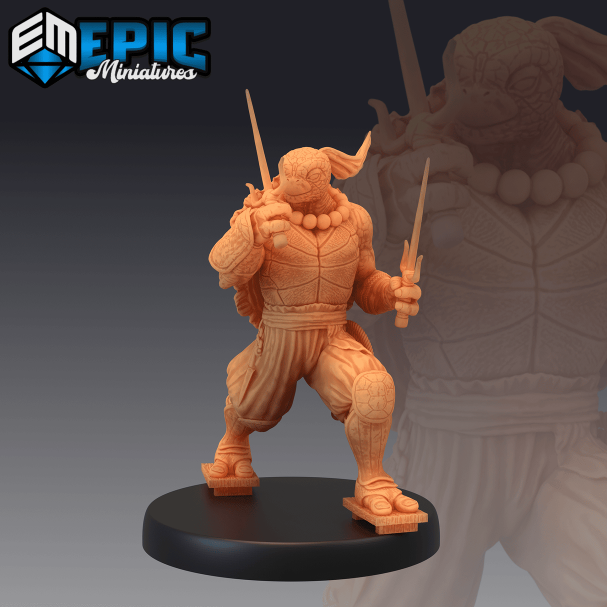 Ninja Tortle Miniature | B - Tabletop RPG & D&D miniature. Perfect for wargaming & collectors