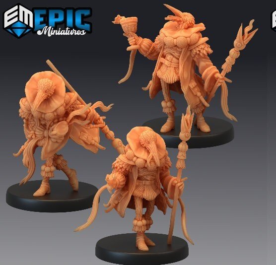 Noble Crane Folk Miniature | Full Set All Models - Tabletop RPG & D&D miniature. Perfect for wargaming & collectors