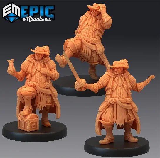 Noble Merchant Miniature | Set of 3 - Tabletop RPG & D&D miniature. Perfect for wargaming & collectors