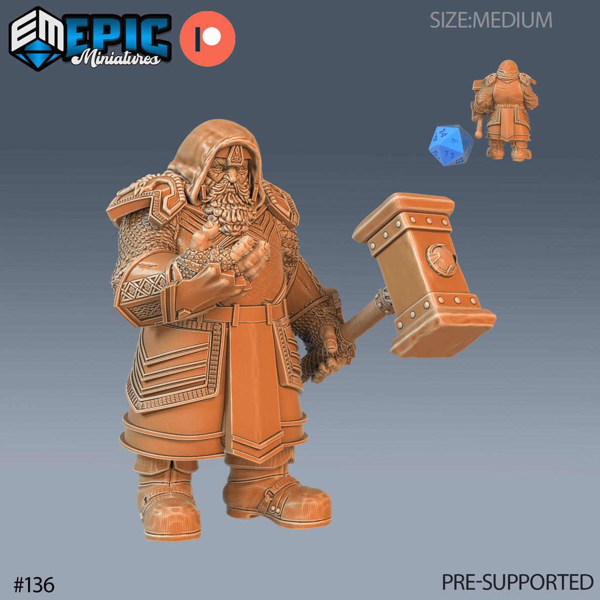 Nordic Dwarfs Miniature | A - Tabletop RPG & D&D miniature. Perfect for wargaming & collectors