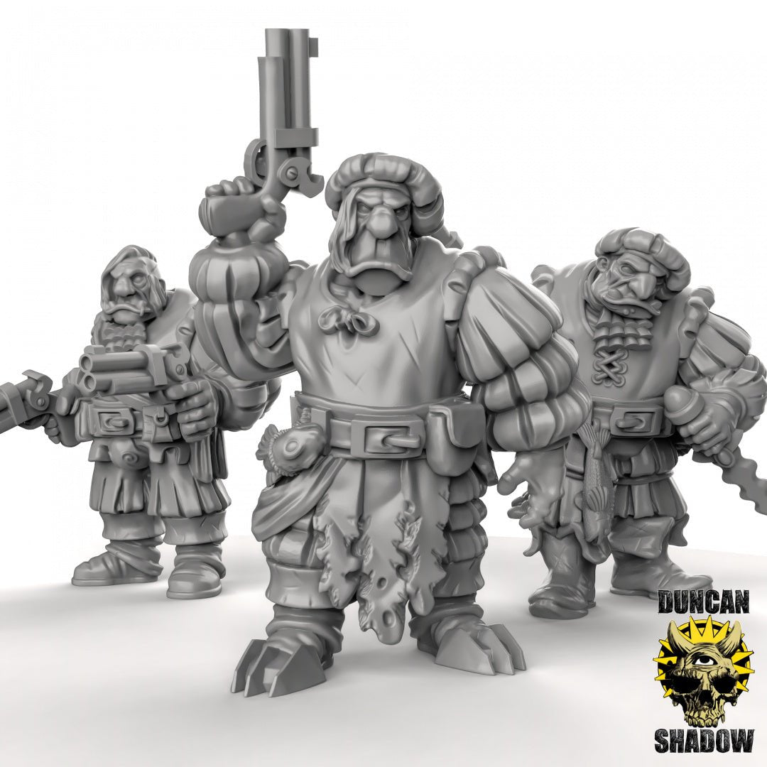 Ogre with Guns Miniature | Set of 3 - Tabletop RPG & D&D miniature. Perfect for wargaming & collectors