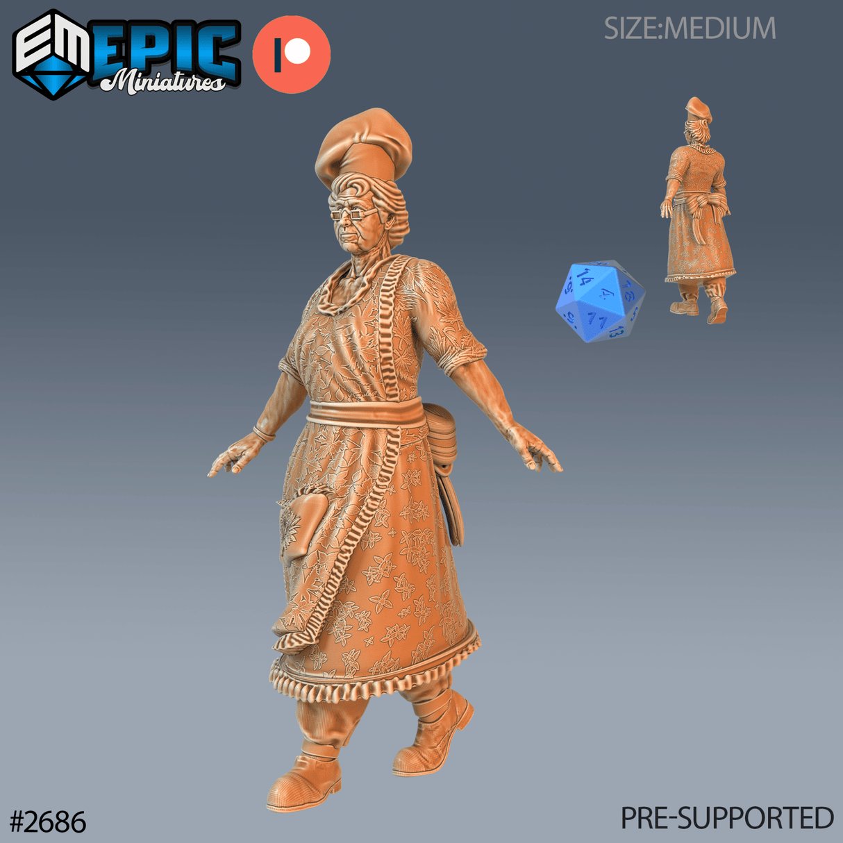 Old Cook Miniature | A - Tabletop RPG & D&D miniature. Perfect for wargaming & collectors