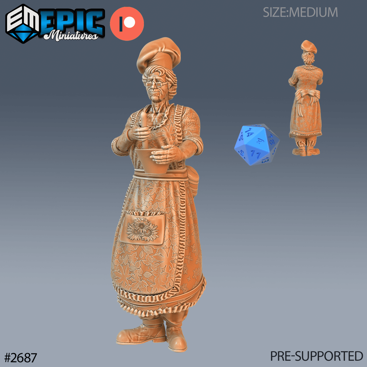 Old Cook Miniature | B - Tabletop RPG & D&D miniature. Perfect for wargaming & collectors