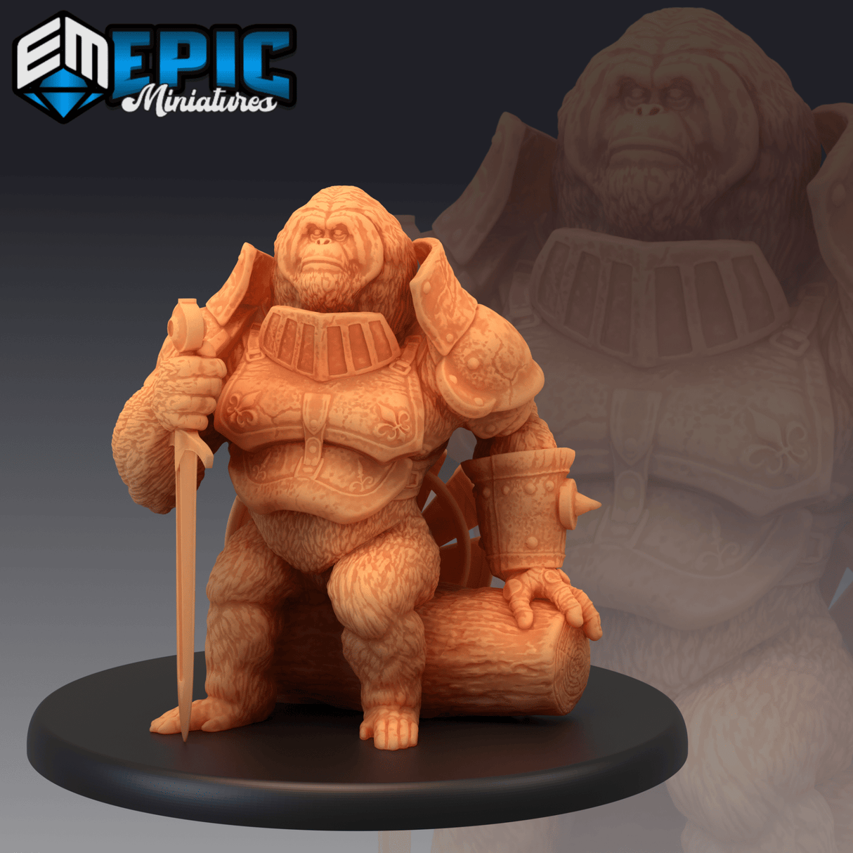 Orangutan Knight Miniature | B - Tabletop RPG & D&D miniature. Perfect for wargaming & collectors