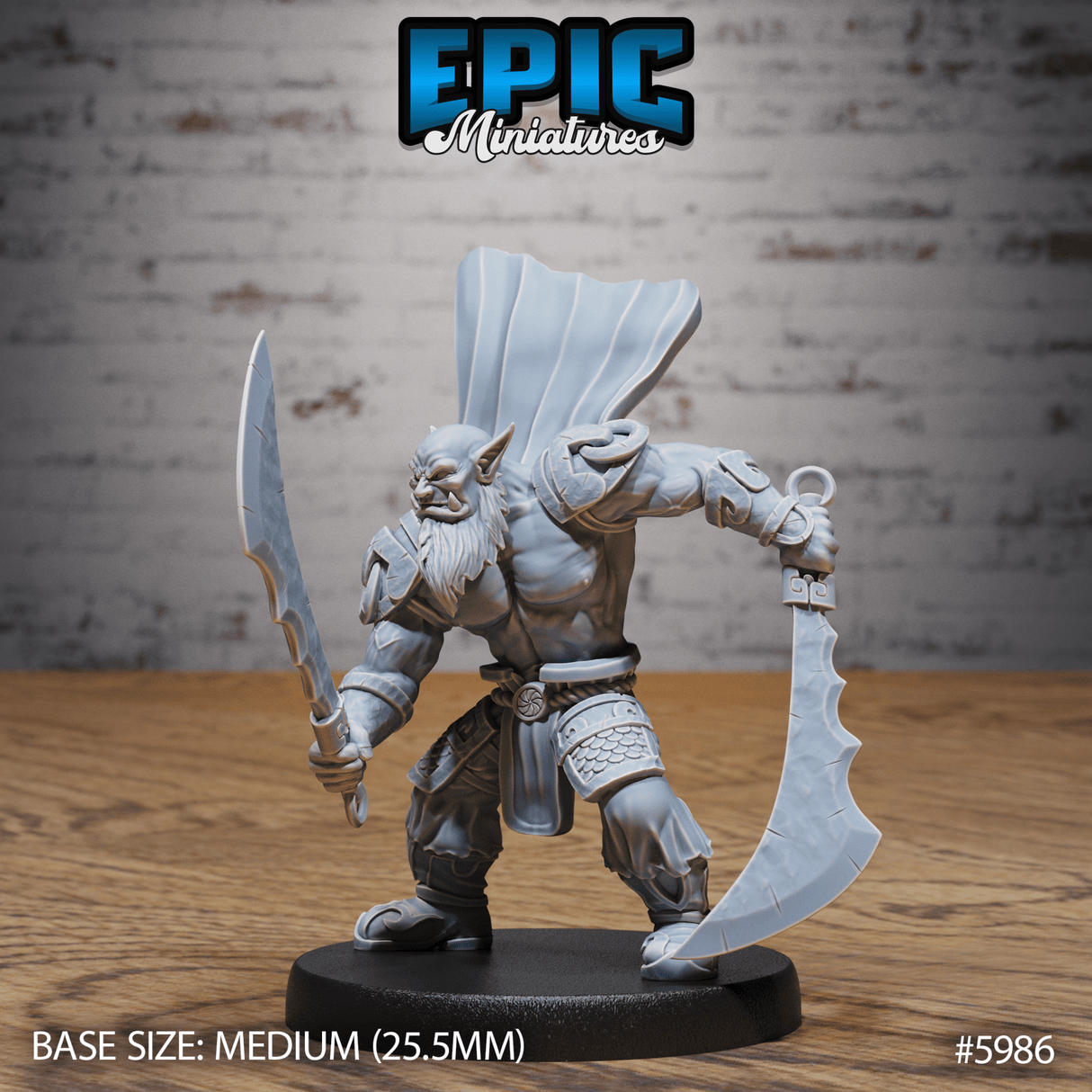 Orc Chief Miniature | B - Tabletop RPG & D&D miniature. Perfect for wargaming & collectors