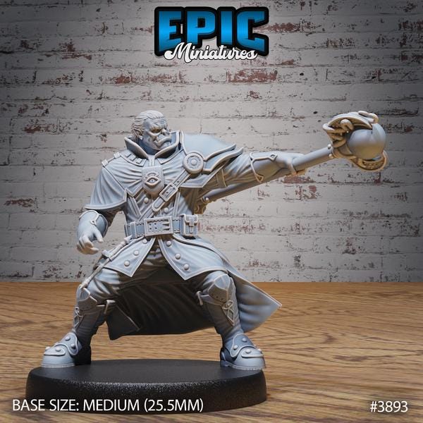 Orc Guild Wizard or Sergeant Miniature | 3893 - Tabletop RPG & D&D miniature. Perfect for wargaming & collectors