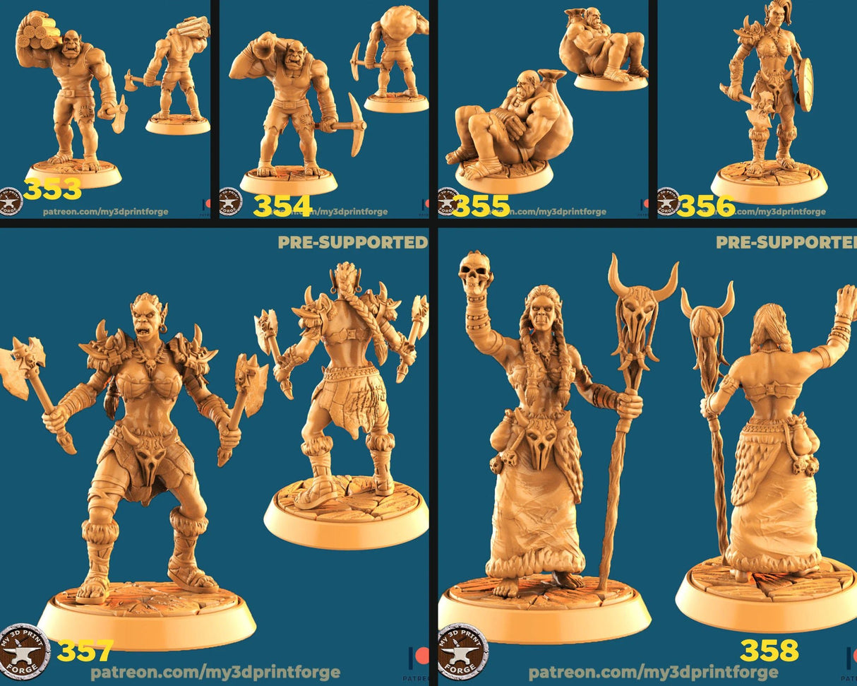 Orc Warband Miniature | Set of 6 - Tabletop RPG & D&D miniature. Perfect for wargaming & collectors