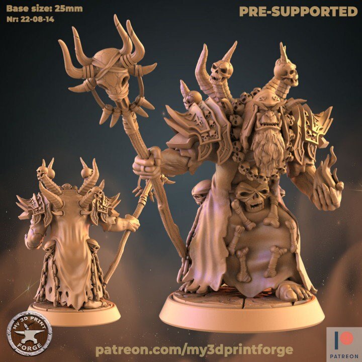 Orc warlock Leaders Miniature | C - Tabletop RPG & D&D miniature. Perfect for wargaming & collectors