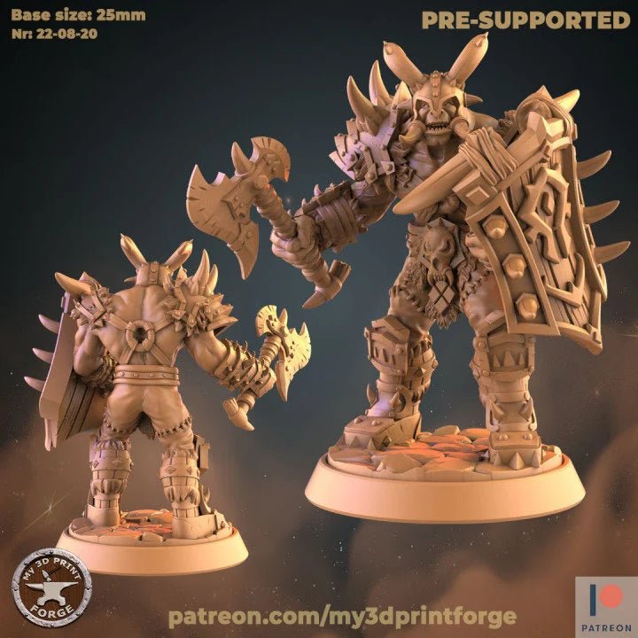 Orc Wolf Rider And Warboss Miniature | C - Tabletop RPG & D&D miniature. Perfect for wargaming & collectors