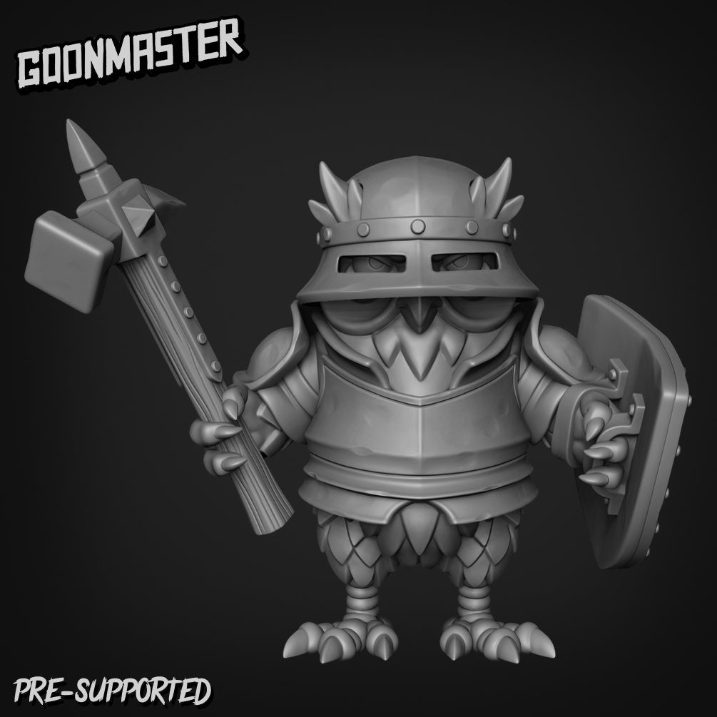 Owl Folk Fighter Paladin Wizard Miniature | C - Tabletop RPG & D&D miniature. Perfect for wargaming & collectors