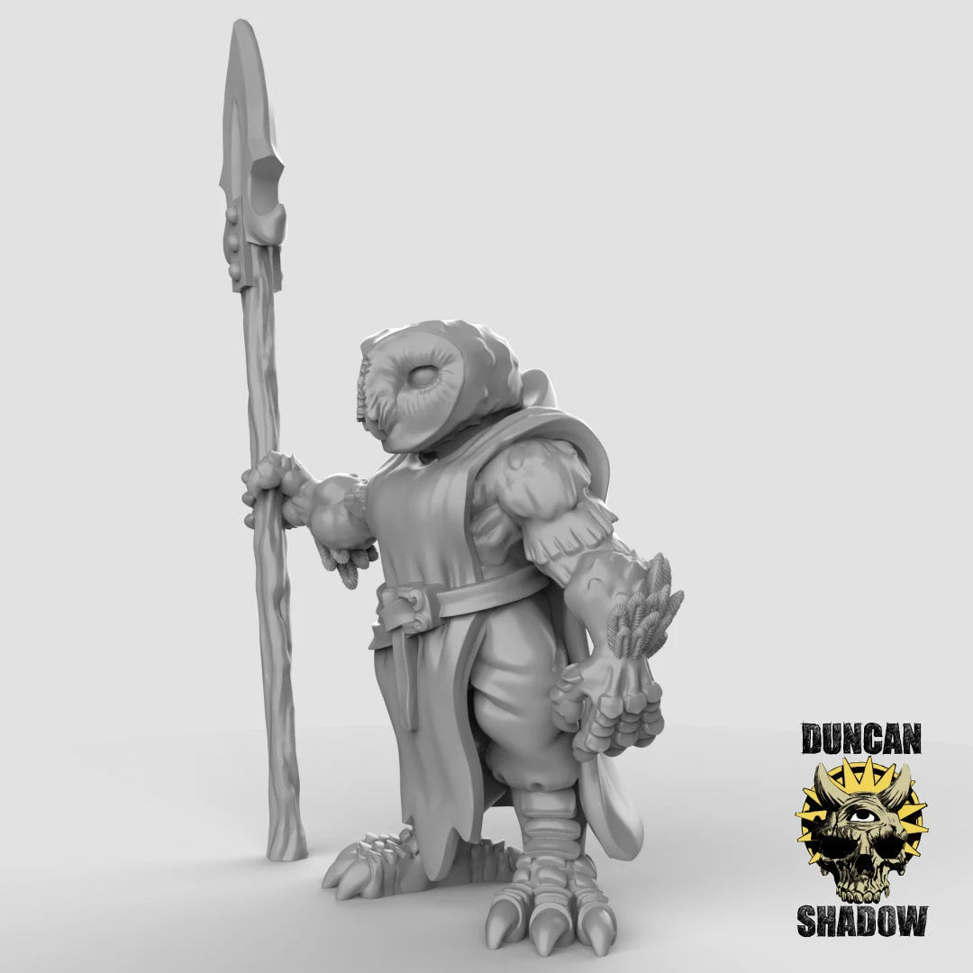 Owl Folk Miniature spearmen | B - Tabletop RPG & D&D miniature. Perfect for wargaming & collectors