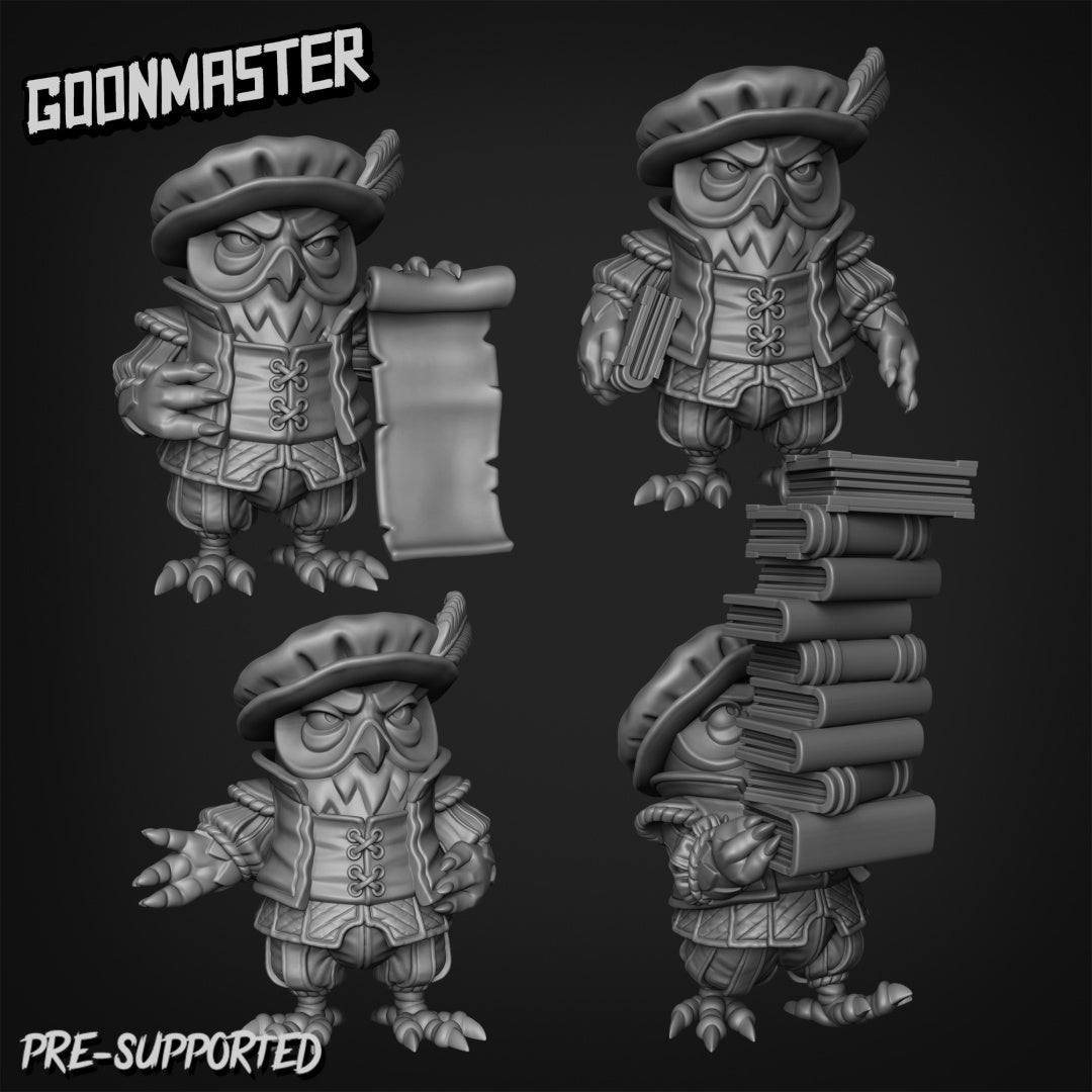 Owl Folk Noble Miniature | Set of 4 - Tabletop RPG & D&D miniature. Perfect for wargaming & collectors
