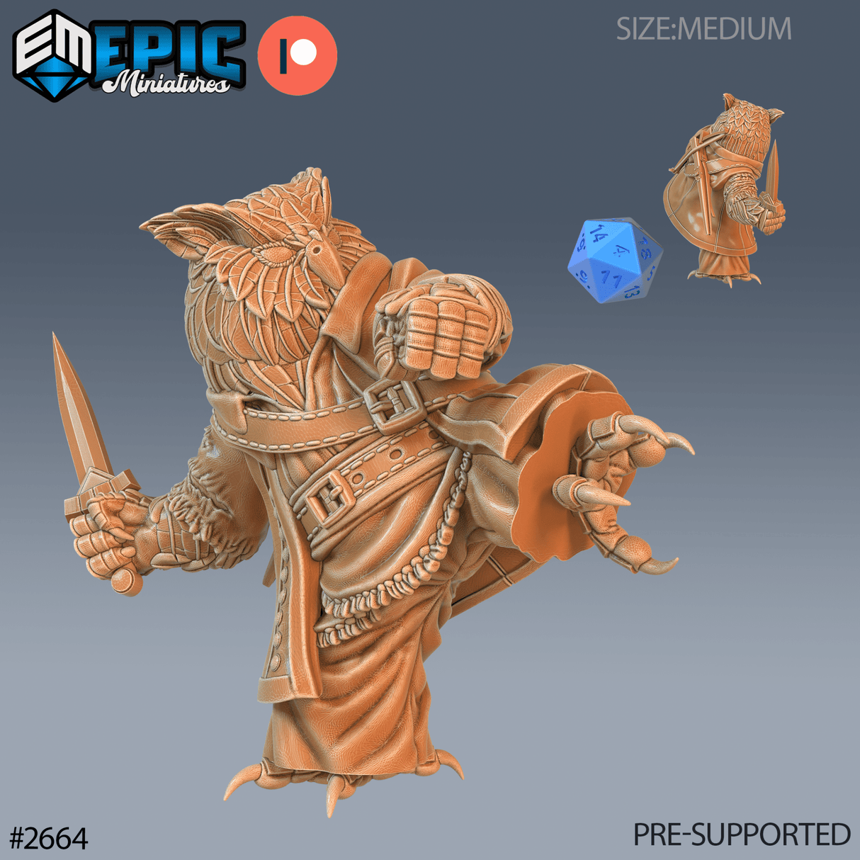 Owlfolk Miniature | C - Tabletop RPG & D&D miniature. Perfect for wargaming & collectors