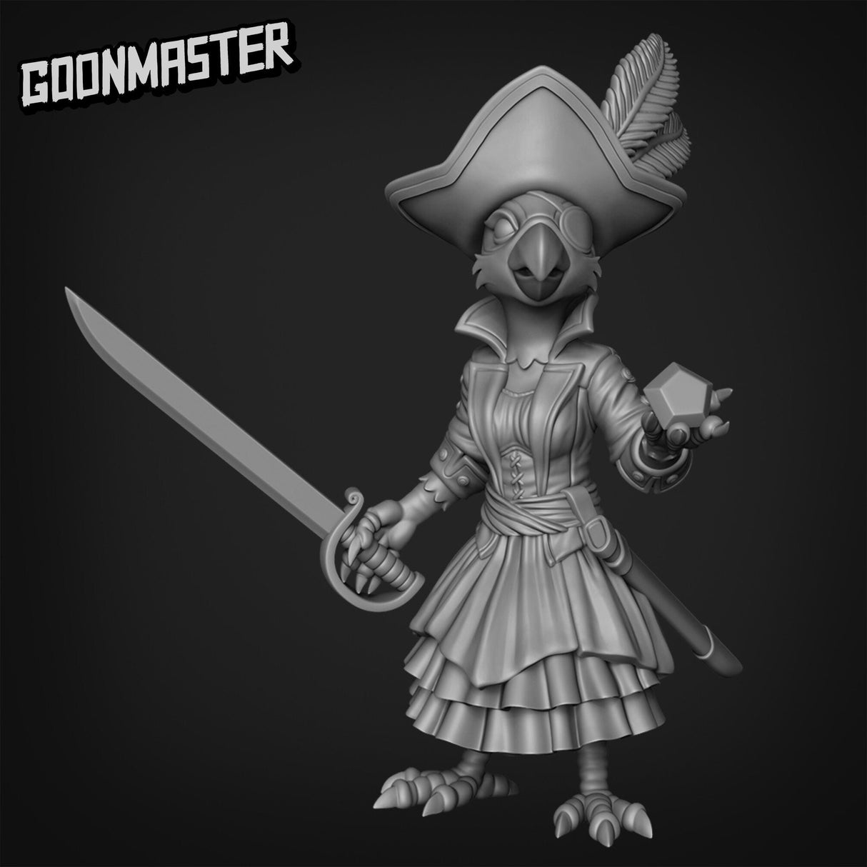 Female Parrot Folk Pirate Miniature set | B - Tabletop RPG & D&D miniature. Perfect for wargaming & collectors