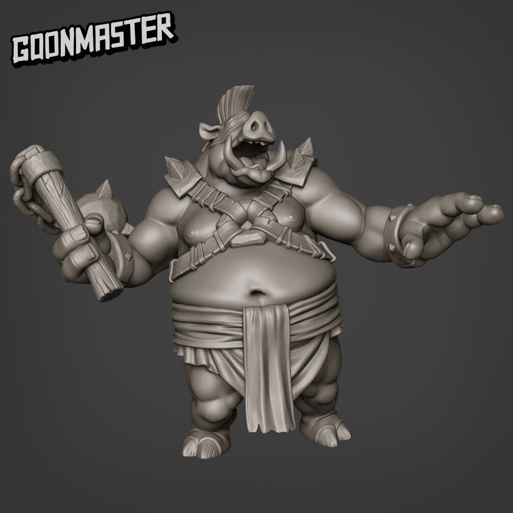Ogre Pig Folk Miniature | B - Tabletop RPG & D&D miniature. Perfect for wargaming & collectors