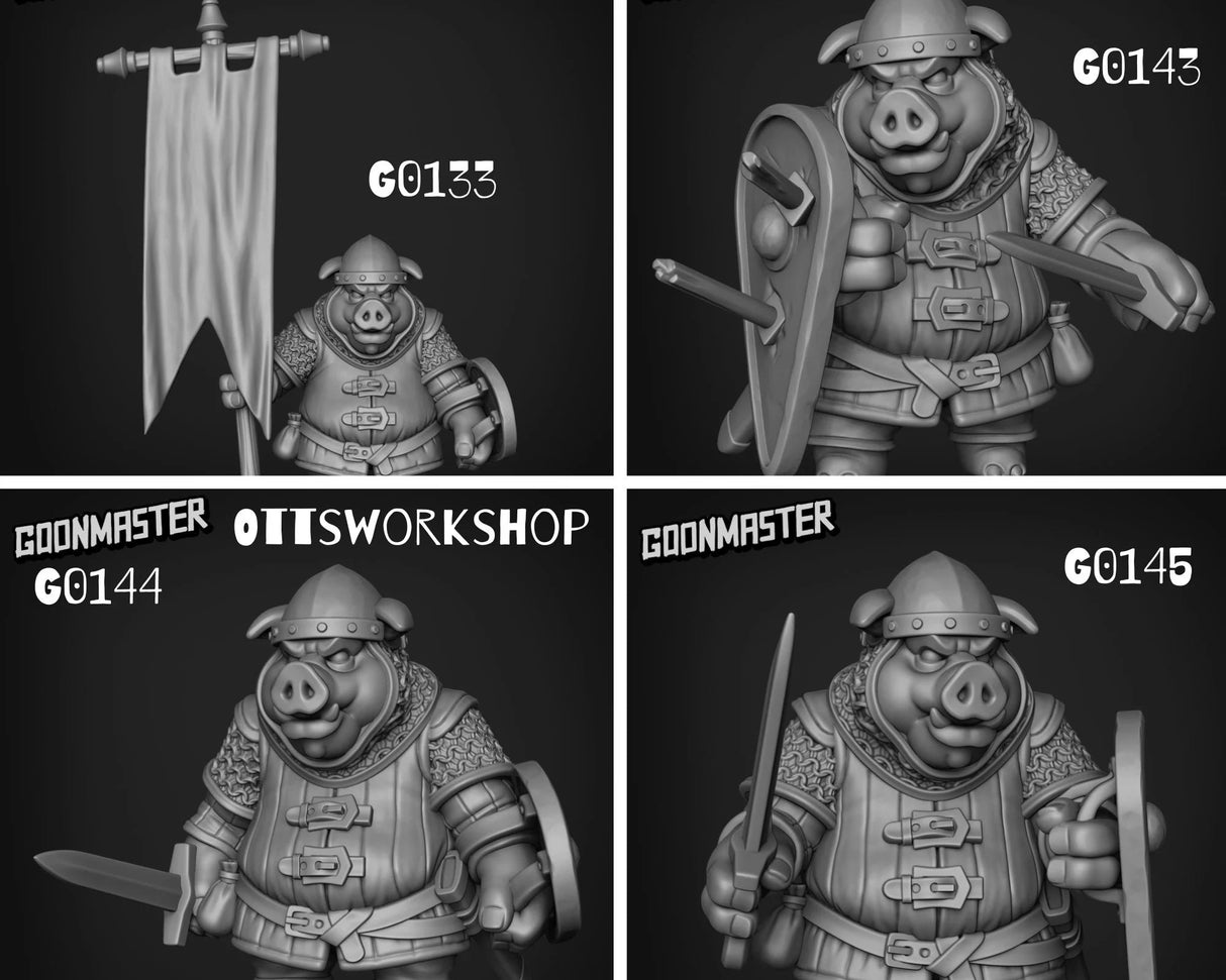 Pig Folk Miniature | set of 4 - Tabletop RPG & D&D miniature. Perfect for wargaming & collectors