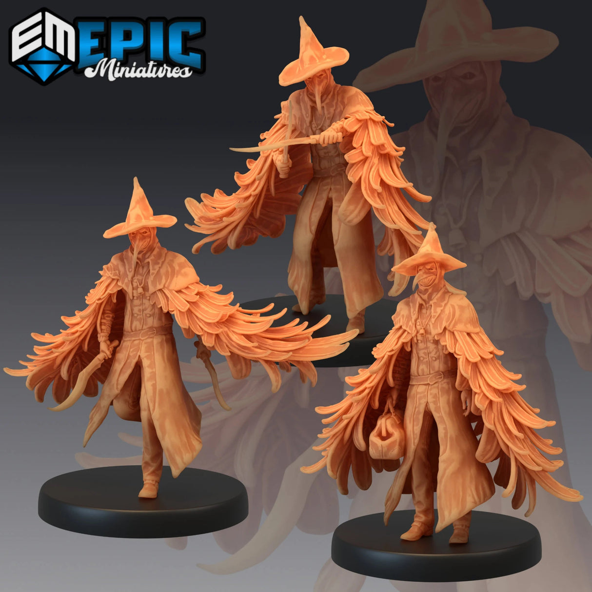 Plague Doctors Miniature | Set of 3 - Tabletop RPG & D&D miniature. Perfect for wargaming & collectors