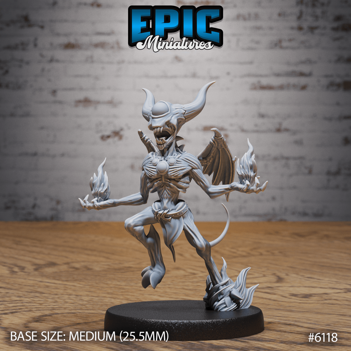 Pyro Demon Miniature | C - Tabletop RPG & D&D miniature. Perfect for wargaming & collectors