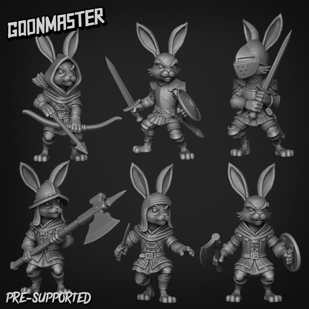 Rabbit Folk Miniature Set 2 | set of 6 - Tabletop RPG & D&D miniature. Perfect for wargaming & collectors