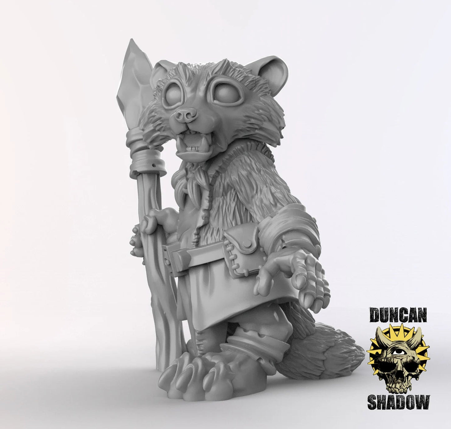 Raccoon Druid Miniature - C - 32mm
