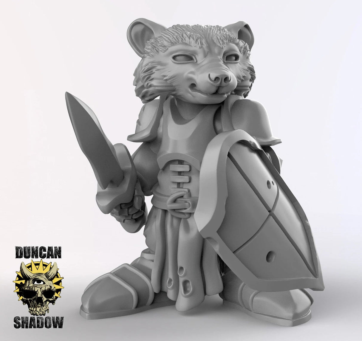 Raccoon Fighter Miniature | B - Tabletop RPG & D&D miniature. Perfect for wargaming & collectors