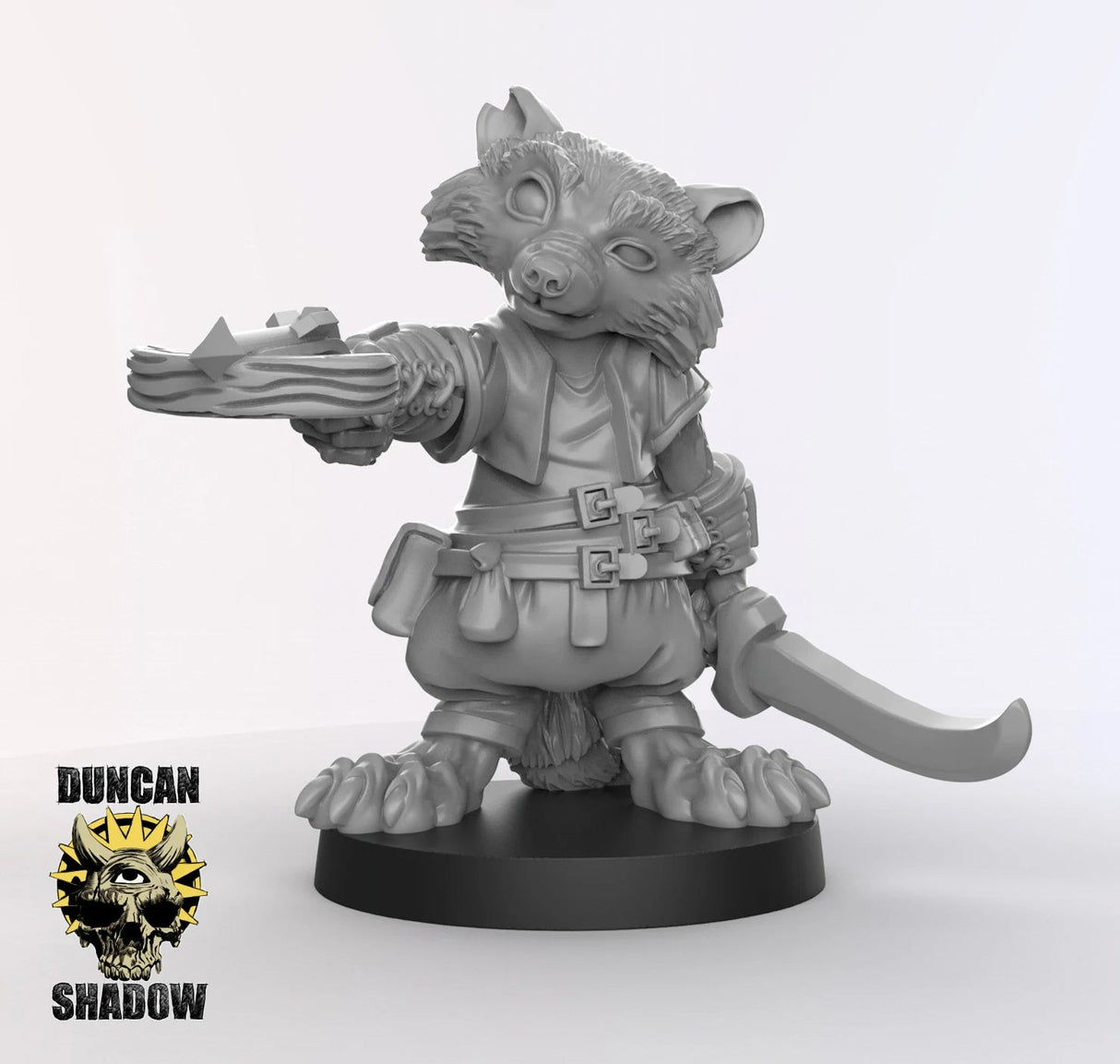 Raccoon Ranger Miniature | A - Tabletop RPG & D&D miniature. Perfect for wargaming & collectors