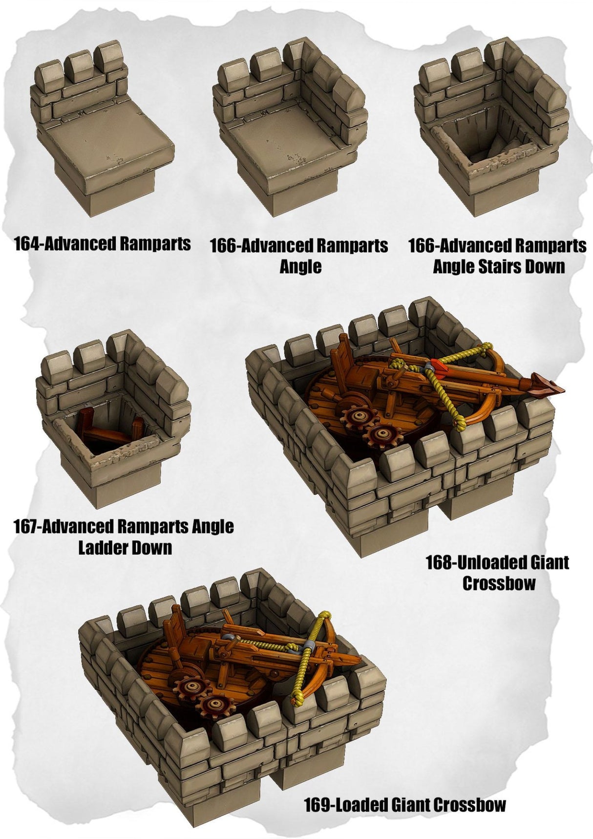 Ramparts & Ruins Tiles Advanced Ramparts & Giant CrossBow Pack (RR 164 to RR 169) | Set of 6 - Tabletop RPG & D&D miniature. Perfect for wargaming & collectors