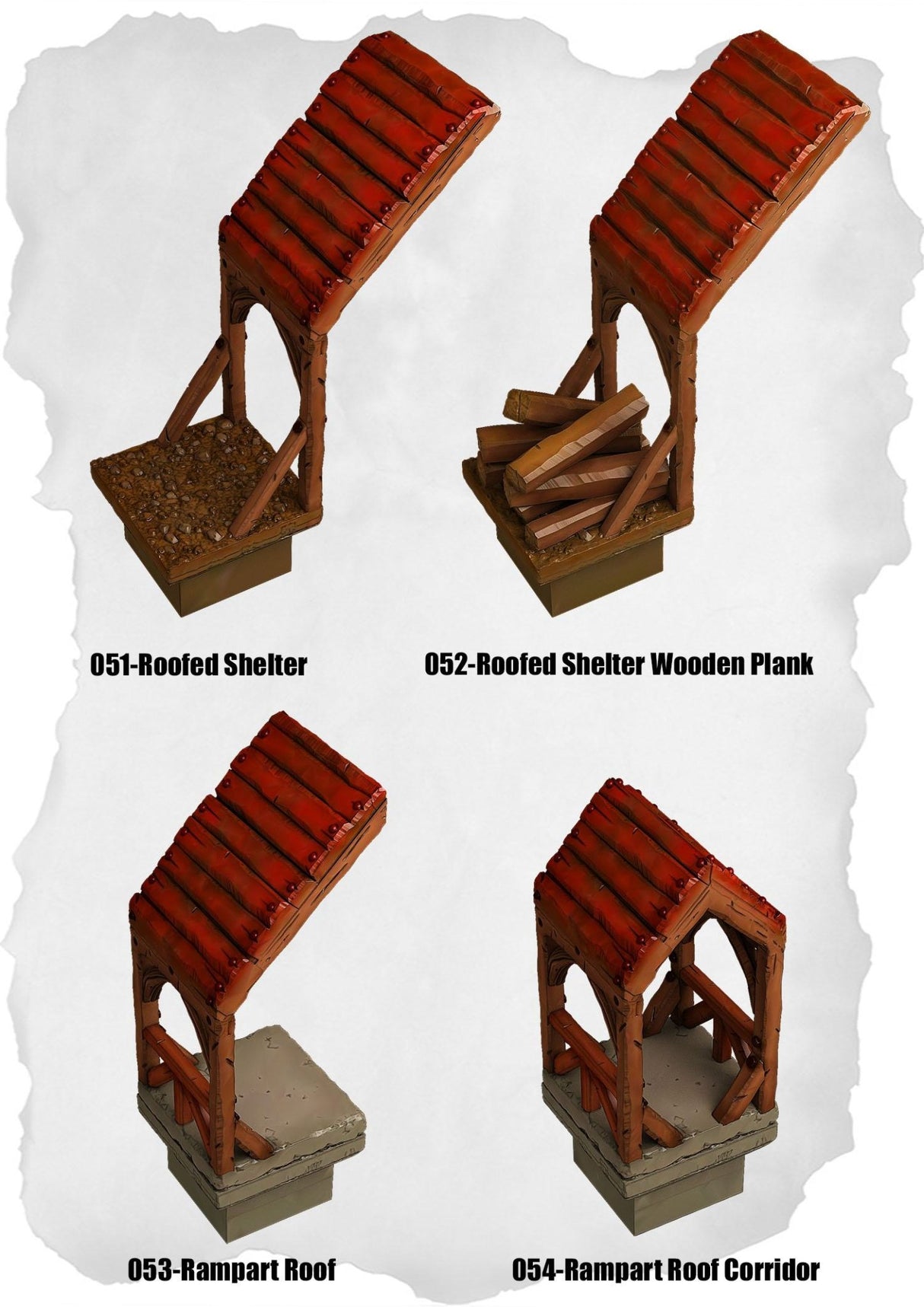 Ramparts & Ruins Tiles Shelters & Rampart Roof Pack (RR 051 to RR 054) | Set of 4 - Tabletop RPG & D&D miniature. Perfect for wargaming & collectors