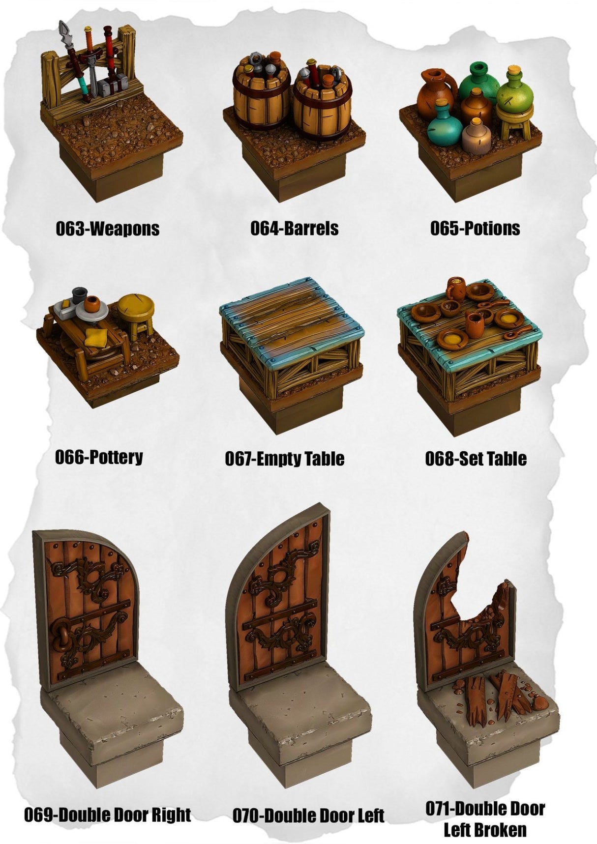 Ramparts & Ruins Tiles Storage & Door Pack (RR 063 to RR 071) | Set of 9 - Tabletop RPG & D&D miniature. Perfect for wargaming & collectors