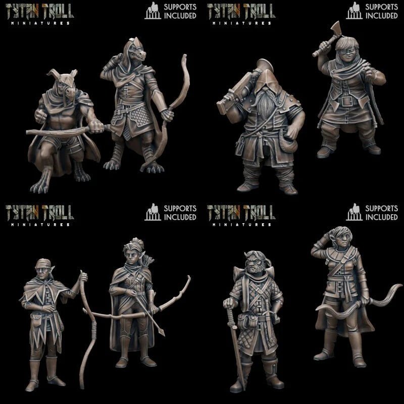 Ranger Heroes Miniature set 2 | set of 8 - Tabletop RPG & D&D miniature. Perfect for wargaming & collectors