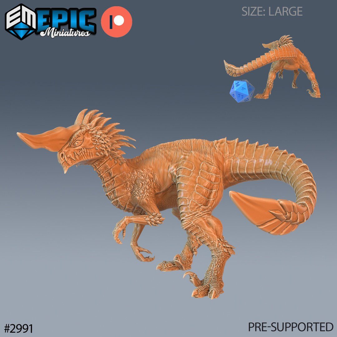 Raptor Dino Miniature | A - Tabletop RPG & D&D miniature. Perfect for wargaming & collectors