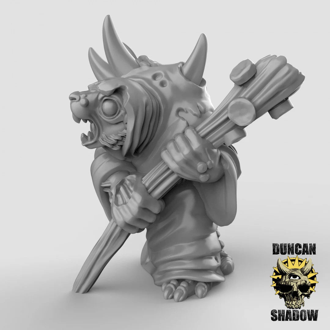 Ratfolk plague monk Miniature | B - Tabletop RPG & D&D miniature. Perfect for wargaming & collectors