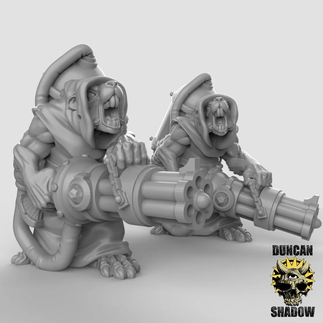 Ratfolk Gunner Miniature | Set of 2 - Tabletop RPG & D&D miniature. Perfect for wargaming & collectors