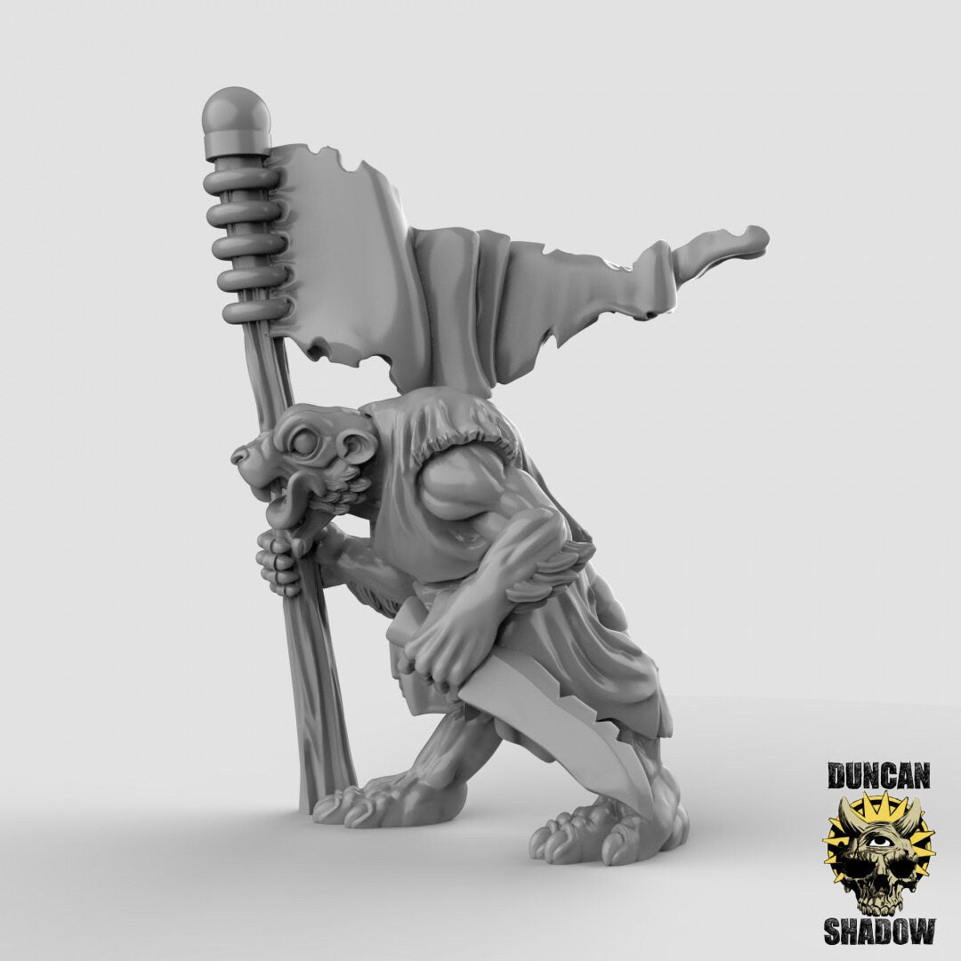 Rat Banner squad | A - Tabletop RPG & D&D miniature. Perfect for wargaming & collectors
