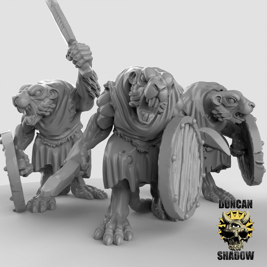 Sewer Rat Folk Miniature | Set of 3 - Tabletop RPG & D&D miniature. Perfect for wargaming & collectors