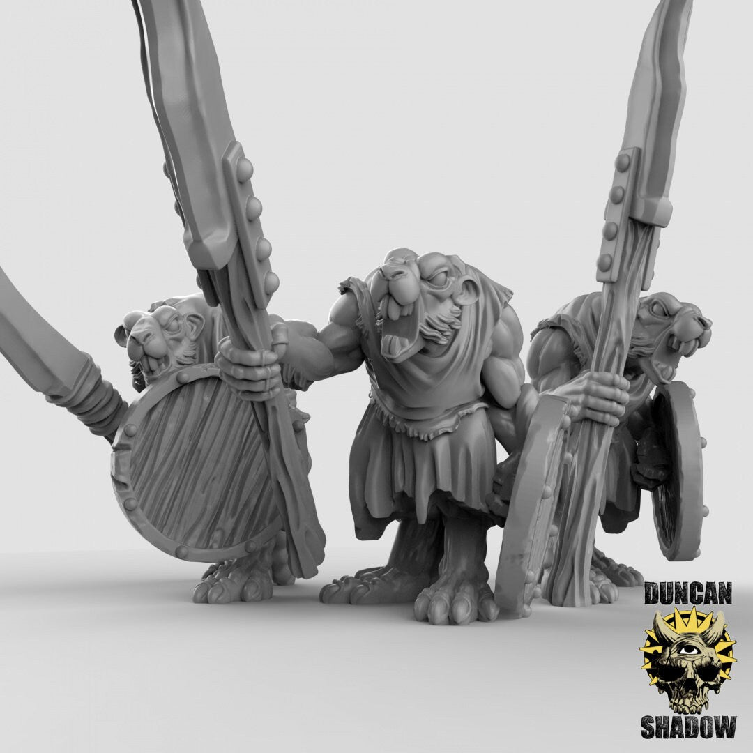 Sewer Rat Folk Spearmen Miniature | Set of 3 - Tabletop RPG & D&D miniature. Perfect for wargaming & collectors