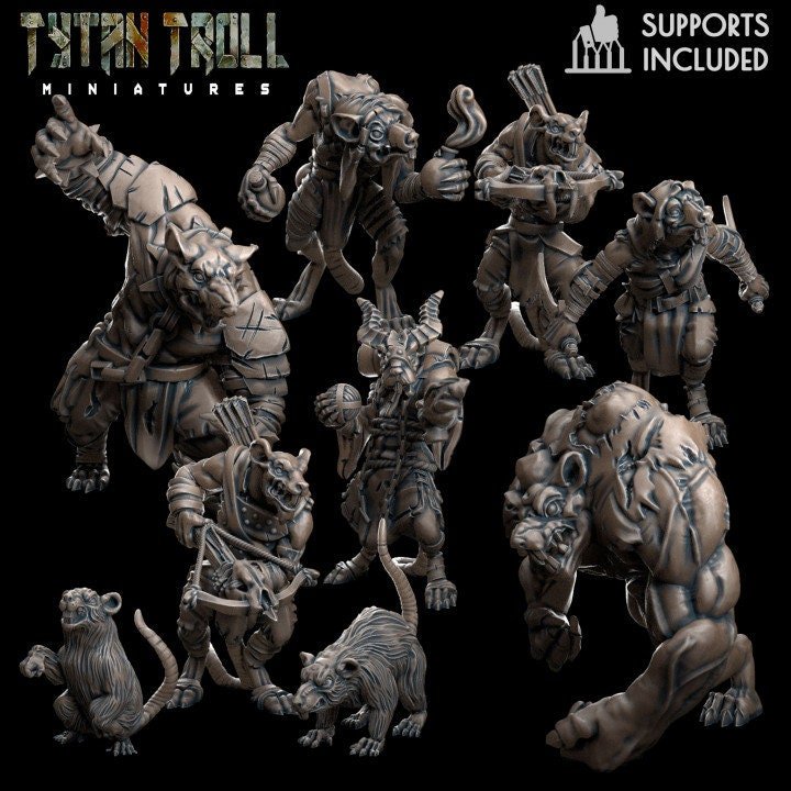 Rat Miniature bundle | Full Set All Models - Tabletop RPG & D&D miniature. Perfect for wargaming & collectors