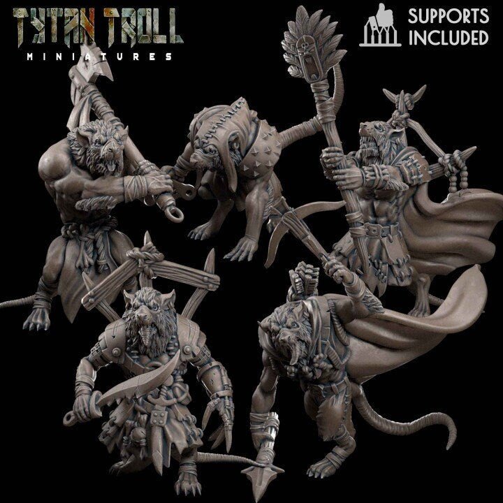 Rat Miniature bundle | Full Set All Models - Tabletop RPG & D&D miniature. Perfect for wargaming & collectors